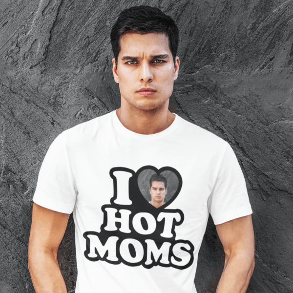 Biała personalizowana koszulka i love hot moms