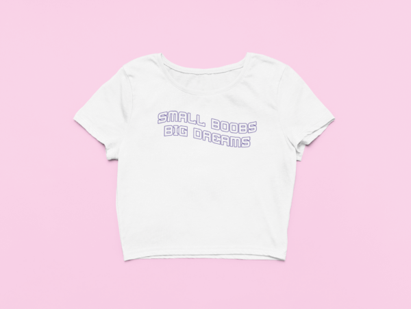 Koszulka Crop Top dla niej – Small boobs big dreams white