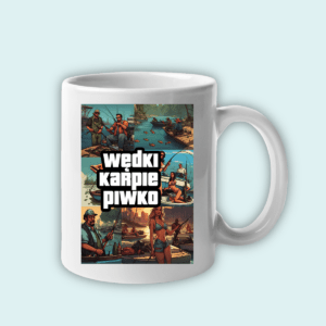 Śmieszny Kubek na prezent - Wędki Karpie Piwko GTA