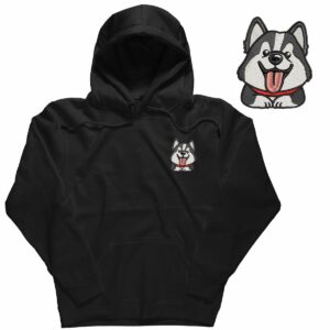 Bluza hoodie z haftowanym psem - Husky