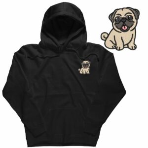 Bluza hoodie z haftowanym psem - Mops pug