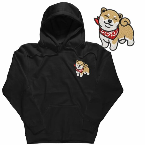 Bluza hoodie z haftowanym psem - Shiba Inu